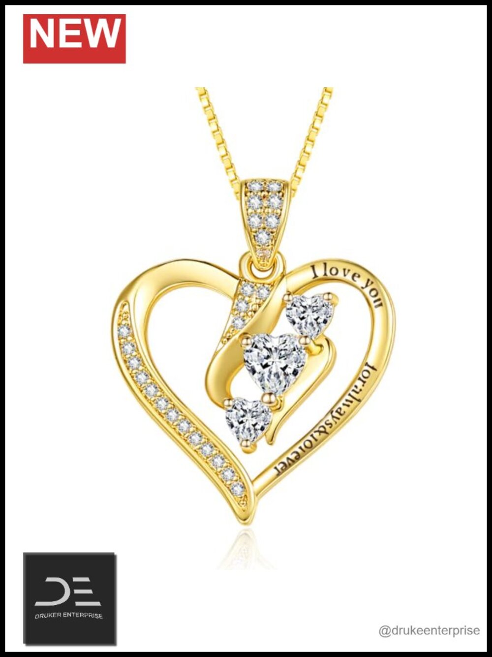 18K Gold Filled Heart Birthstone Pendant Necklace for Women with CZ